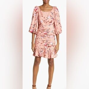 TiMo Ruched Floral Embroidered Jacquard Dress
